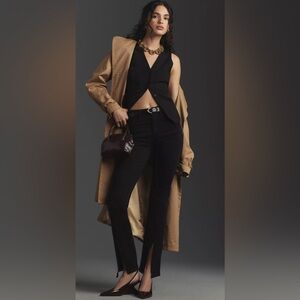 Pistola Teagun High-Rise Slit Straight-Leg Jeans. Color- Dark Vinyl. Size 26.